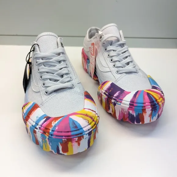 Vans Old Skool Tape Rainbow Swirl Grey Swap Soles Tapered Modular sneakers sz 9