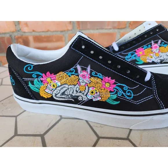 Vans Old Skool Xolo Black White Dia De Los Muertos Mexican Men Sz 10.5 Rare