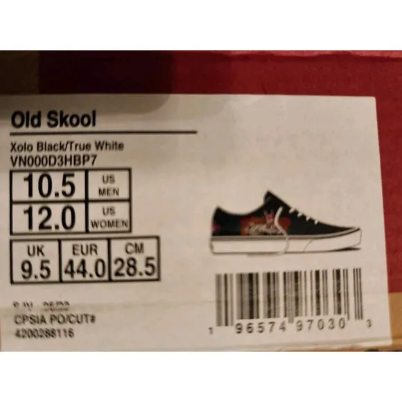 Vans Old Skool Xolo Black White Dia De Los Muertos Mexican Men Sz 10.5 Rare