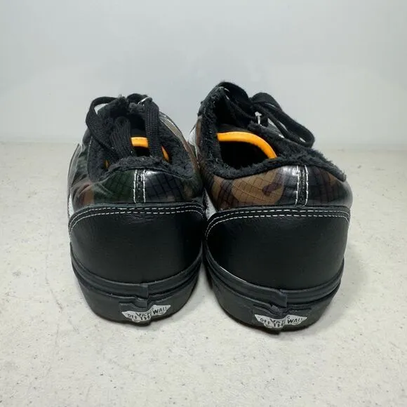 Vans Old Skool MTE Shoes Black Camo Faux Fur All Weather Size 7.5 Mens &amp; 9 Women
