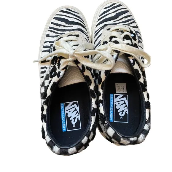 Vans Pro Zebra Print Fur Old Skool Shoes 8 Men Women 9.5 Ultra Cush Checkered