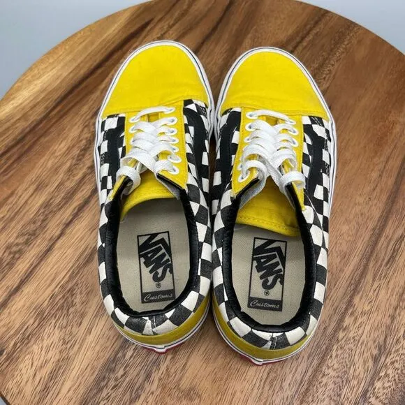 Vans Shoes Womens Size 8 Checkerboard Taxi Yellow Black White Comfort Sneakers