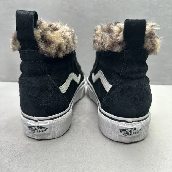VANS Sk8-Hi Platform MTE Womens Size 6 Shoes Black Suede Leopard Faux Fur