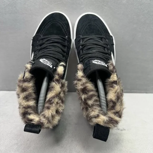 VANS Sk8-Hi Platform MTE Womens Size 6 Shoes Black Suede Leopard Faux Fur