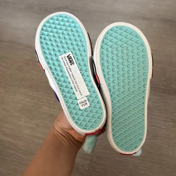 Vans toddler kids sea fish Glitter Slip-On Shoes - Green and Blue