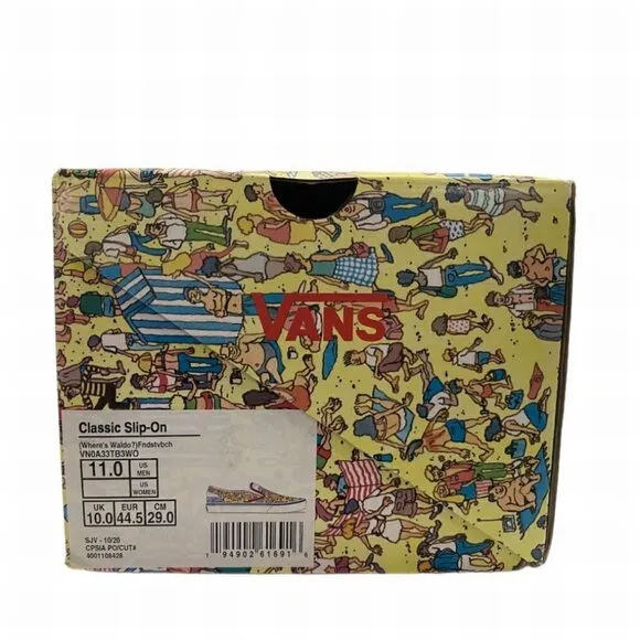 Vans Where's Waldo Limited Edition Classic Slip-On Sneakers SIZE 11