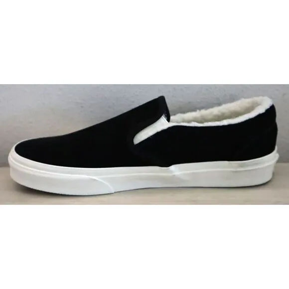 Vans 721356 Men's 8.5 Women's 10 Black Asher Suede Faux Fur Lined Slip-On Shoes