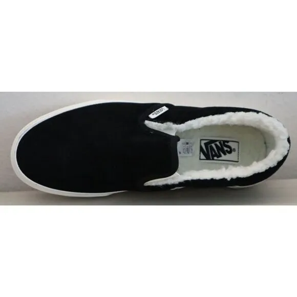 Vans 721356 Men's 8.5 Women's 10 Black Asher Suede Faux Fur Lined Slip-On Shoes