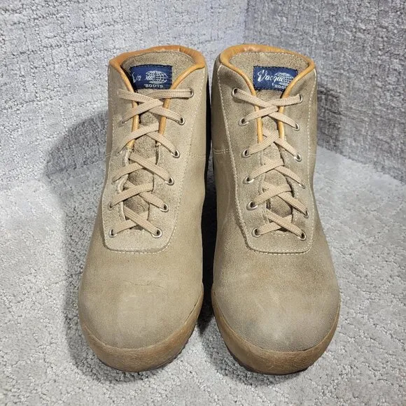 Vasque Men's 11M Beige Suede Cow Hide Leather Hiking Boots 7545 Vintage Italy