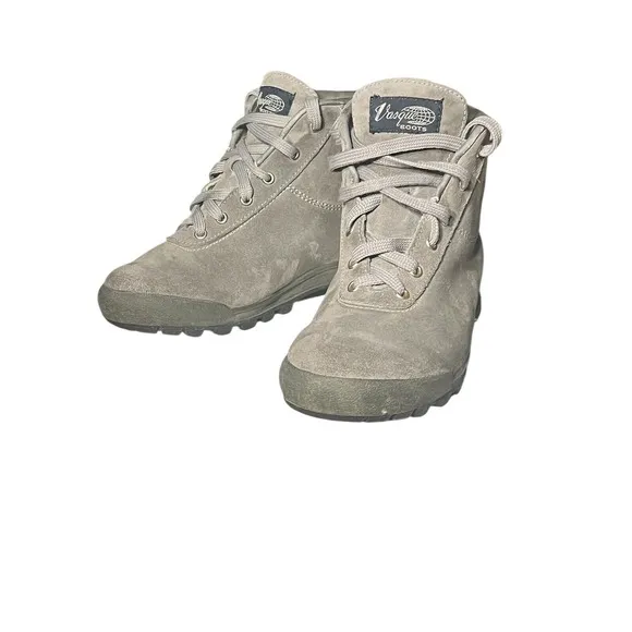 Vasque Skywalk Leather Hiking Boots Women 8 M Grey 7548 Suede Made In Italy
