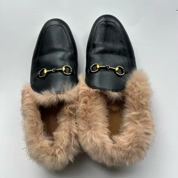 Vero Cuoio Women's Fur Flat Mule shoes in Black Size 255  8,5