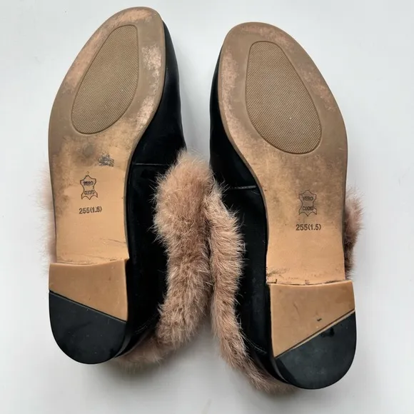 Vero Cuoio Women's Fur Flat Mule shoes in Black Size 255  8,5