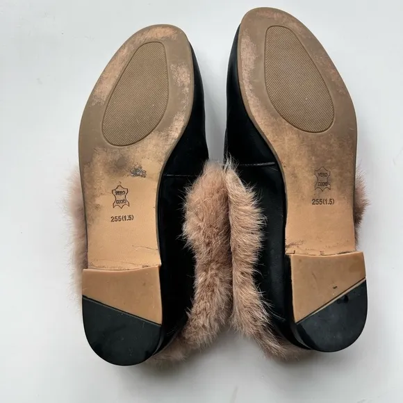 Vero Cuoio Women's Fur Flat Mule shoes in Black Size 255  8,5