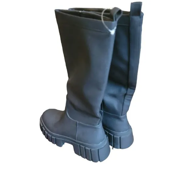 Veronia Black Tall Shaft Combat Boots Woman's Size 10 JJ3001
