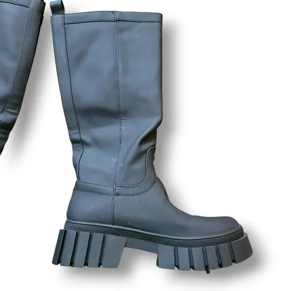 Veronia Black Tall Shaft Combat Boots Woman's Size 10 JJ3001