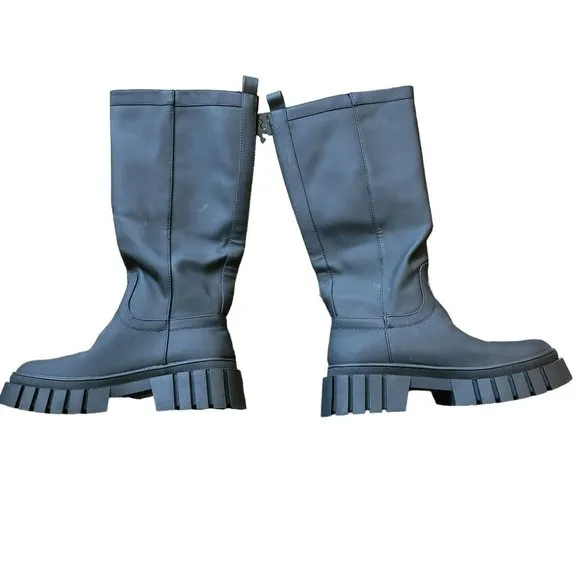 Veronia Black Tall Shaft Combat Boots Woman's Size 10 JJ3001