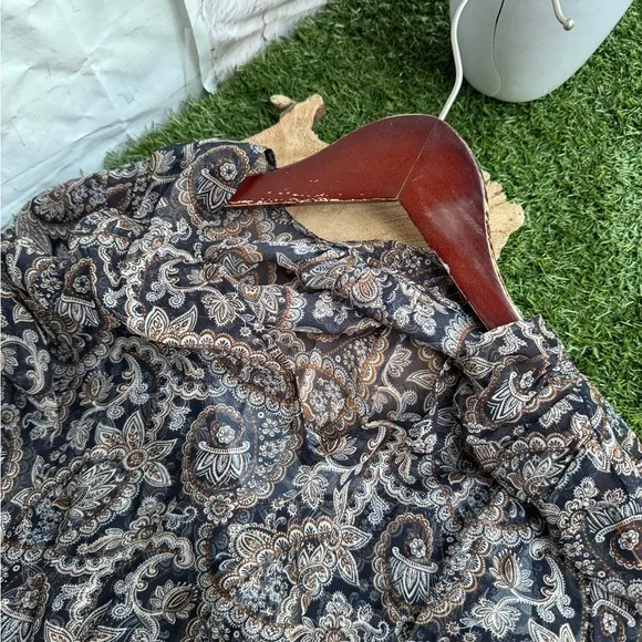 VERONICA BEARD Sazan Paisley Floral Long Sleeve Handkerchief Hem Midi Dress Sz 2