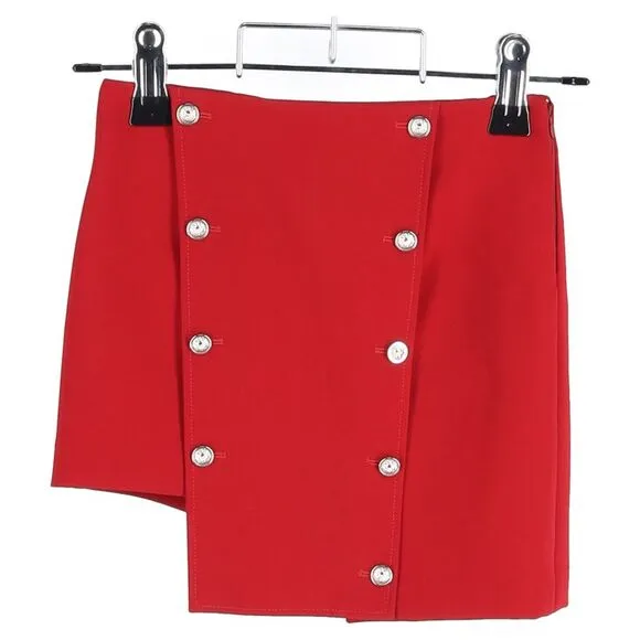 Versus Versace Asymmetric Mini Skirt in Red Polyester