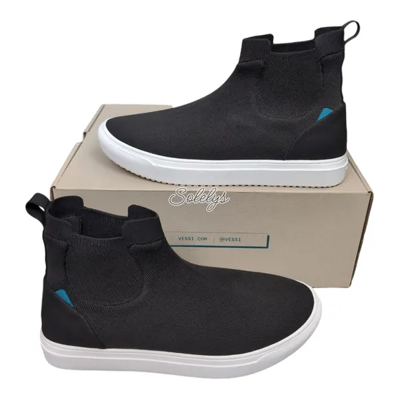 Vessi Uptown Chelsea Black White Dyma-Tex Waterproof Sneaker Boot Womens 9