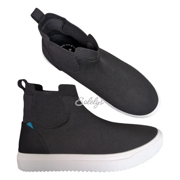 Vessi Uptown Chelsea Black White Dyma-Tex Waterproof Sneaker Boot Womens 9