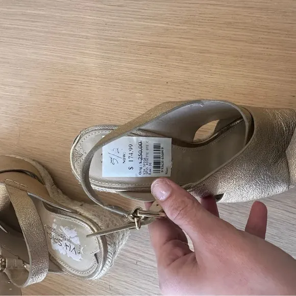 Via Spiga Gold Eapadrille Wedge 5.5 Pristine Condition