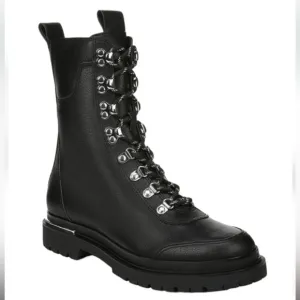 VIA SPIGA TAVVI Lace Up Combat Hiking Boots Shoes Black Leather