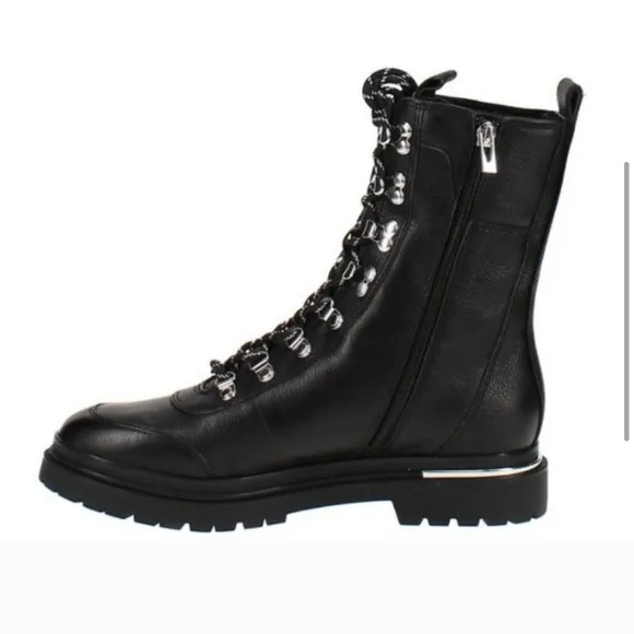 VIA SPIGA TAVVI Lace Up Combat Hiking Boots Shoes Black Leather