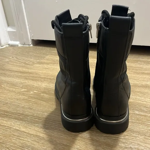 VIA SPIGA TAVVI Lace Up Combat Hiking Boots Shoes Black Leather
