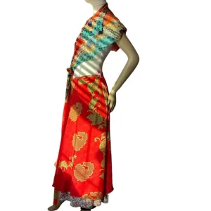 Vibrant Darn Good Yarn Reversible Sari Silk Wrap Skirt. NWOT