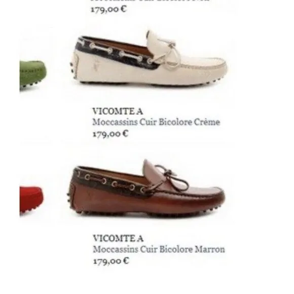 Vicomte A. Paris - palm Beach Leather Mocassin Creme Eur 39 men’s size 7 shoe