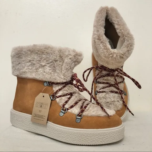Victoria Camel Suede Leather Boots