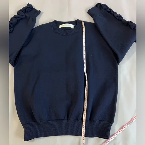 VICTORIA VICTORIA BECKHAM RUFFLE TRIMMED RIBBED KNIT SWEATER‎ Sz 8