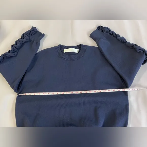 VICTORIA VICTORIA BECKHAM RUFFLE TRIMMED RIBBED KNIT SWEATER‎ Sz 8
