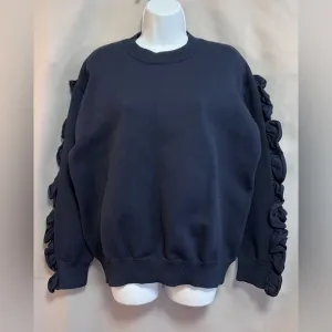 VICTORIA VICTORIA BECKHAM RUFFLE TRIMMED RIBBED KNIT SWEATER‎ Sz 8
