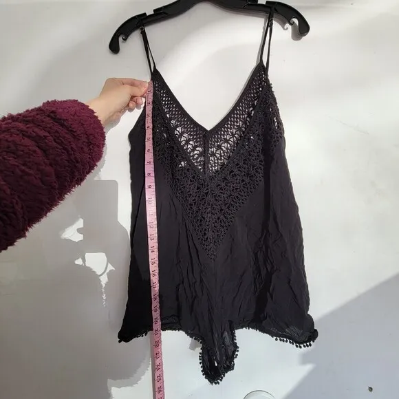 Victoria's Secret Black Embroidered Strappy V Neck Romper Shorts Size Small