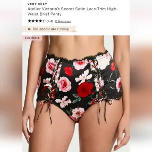 Victoria's secret luxe stretch silk satin lace trim high waist brief panty L