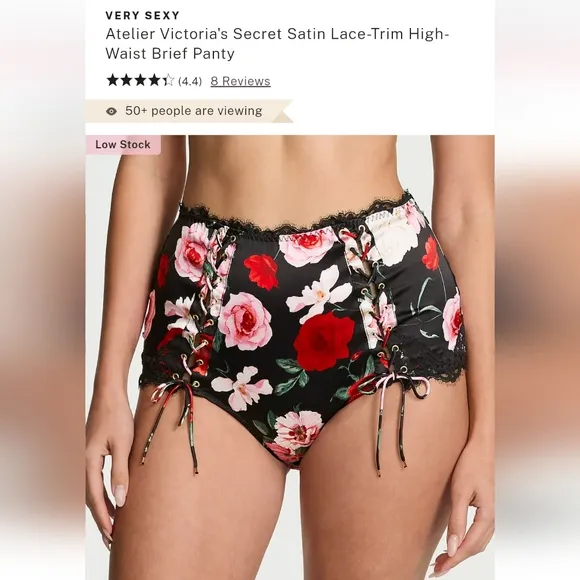 Victoria's secret luxe stretch silk satin lace trim high waist brief panty XL