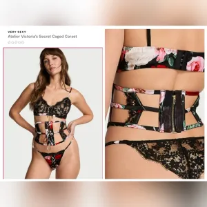 Victoria's secret luxe stretch silk VERY SEXY Atelier Caged Corset waist cincher