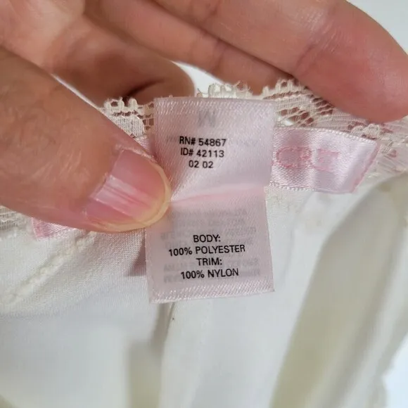 Victoria's Secret Pink Ivory White Floral Lace Silky Tank Cami Slip Dress Medium
