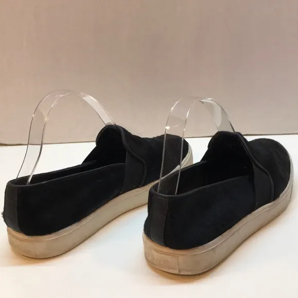 VINCE Black Leather w/ Real Fur SlipOn Shoes Size7