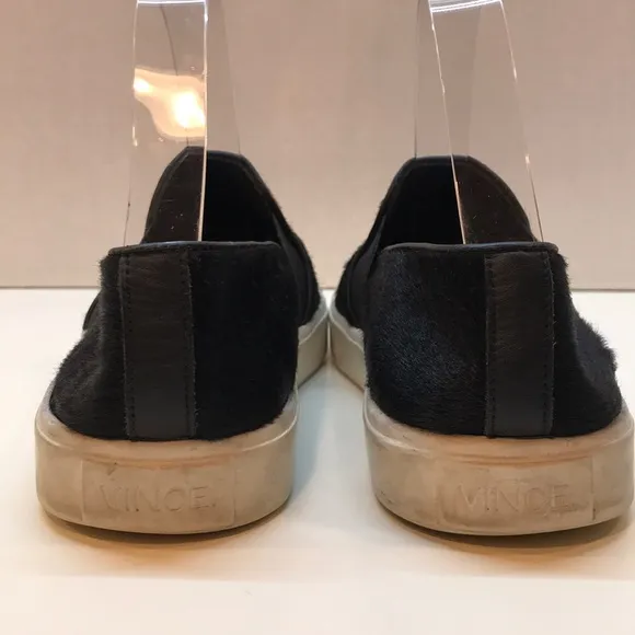 VINCE Black Leather w/ Real Fur SlipOn Shoes Size7