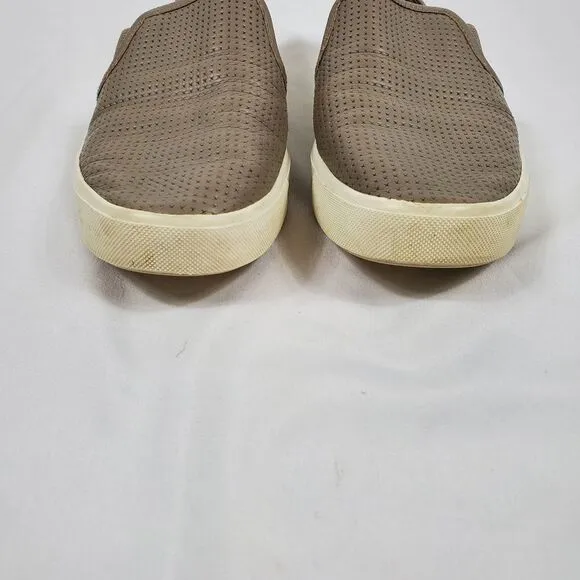 Vince Blair Perforated Leather Slip-on Sneakers in Beige - Size 8.5
