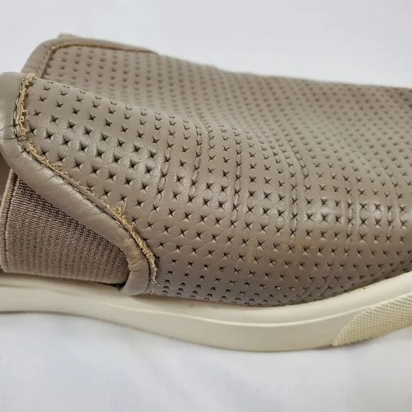 Vince Blair Perforated Leather Slip-on Sneakers in Beige - Size 8.5