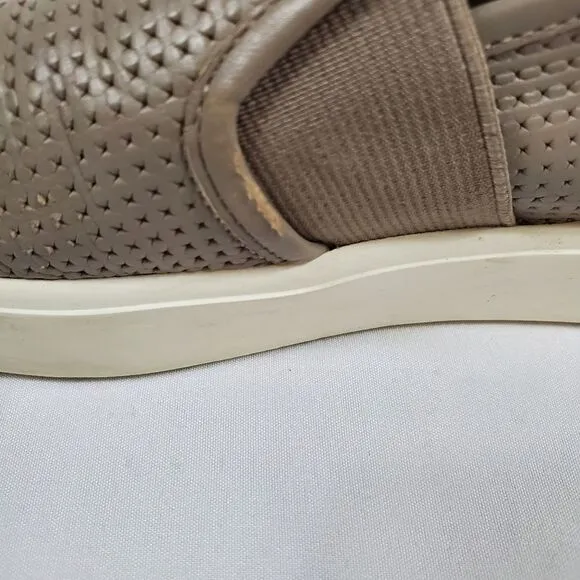 Vince Blair Perforated Leather Slip-on Sneakers in Beige - Size 8.5