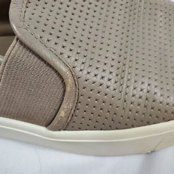 Vince Blair Perforated Leather Slip-on Sneakers in Beige - Size 8.5