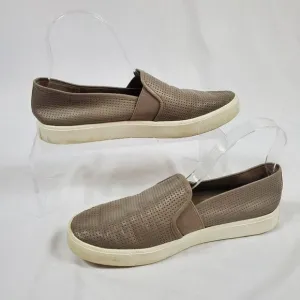 Vince Blair Perforated Leather Slip-on Sneakers in Beige - Size 8.5