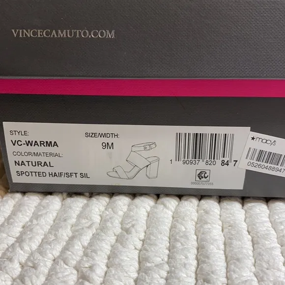 Vince Camuto Cheetan Print Leather &amp; Fur Ankle Strap Heeled Sandals woman’s 9 M‎