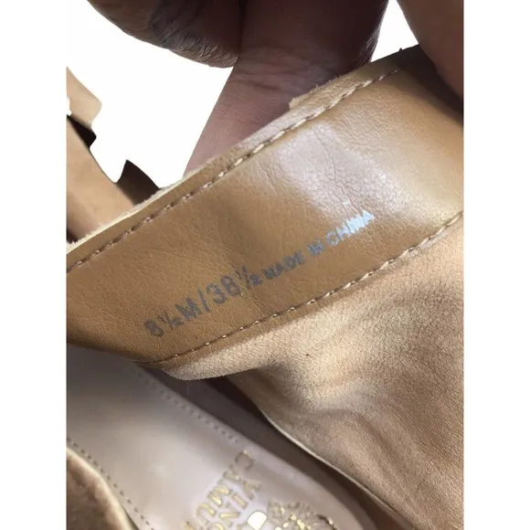 Vince Camuto Womens Frendin High Heel Bootie Side Cutouts Tan Suede Sz 8.5