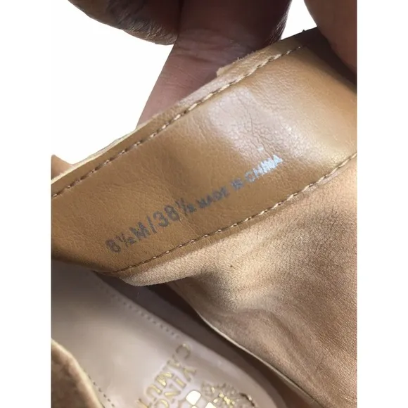 Vince Camuto Womens Frendin High Heel Bootie Side Cutouts Tan Suede Sz 8.5