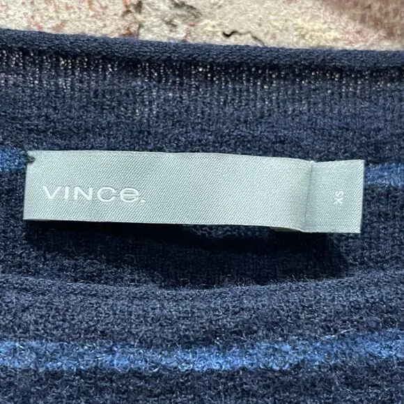 Vince Cashmere Striped Pattern Boat Neck Pullover Sweater Size XS